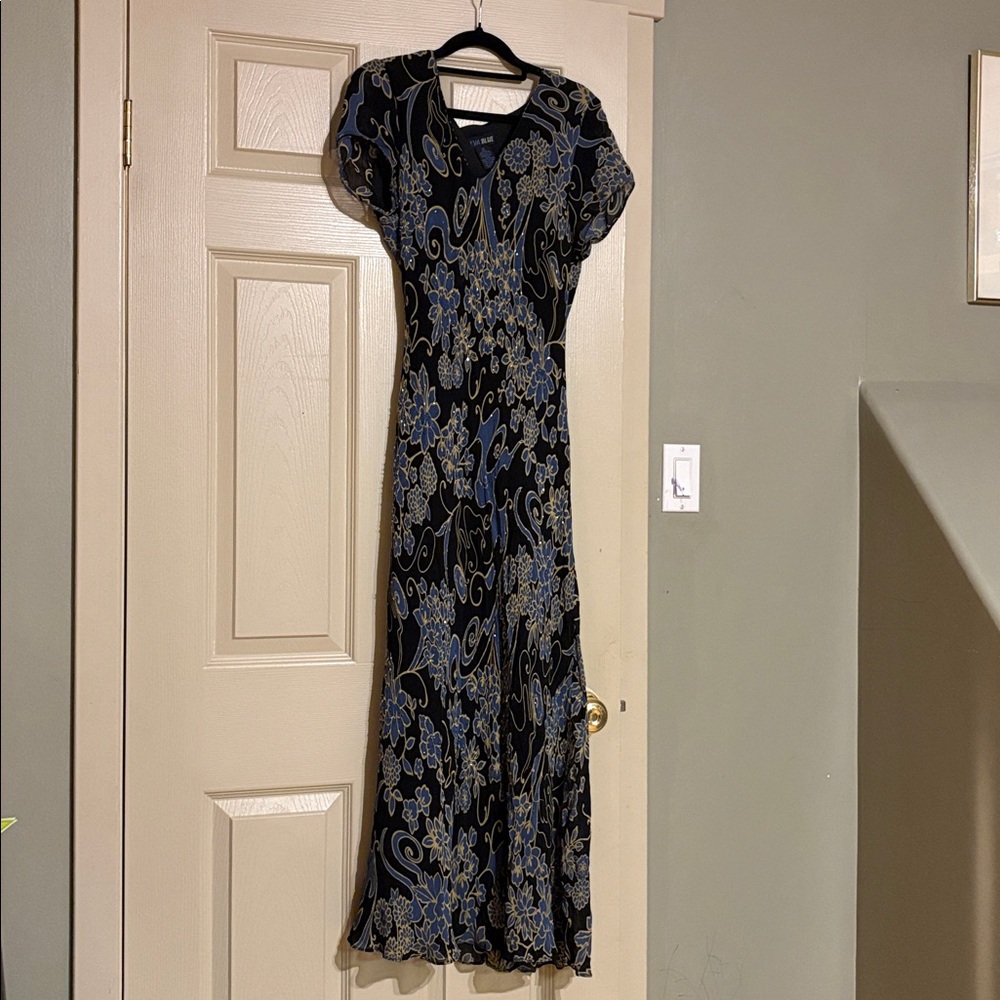 Eva Blue Beaded Dress, Size 12